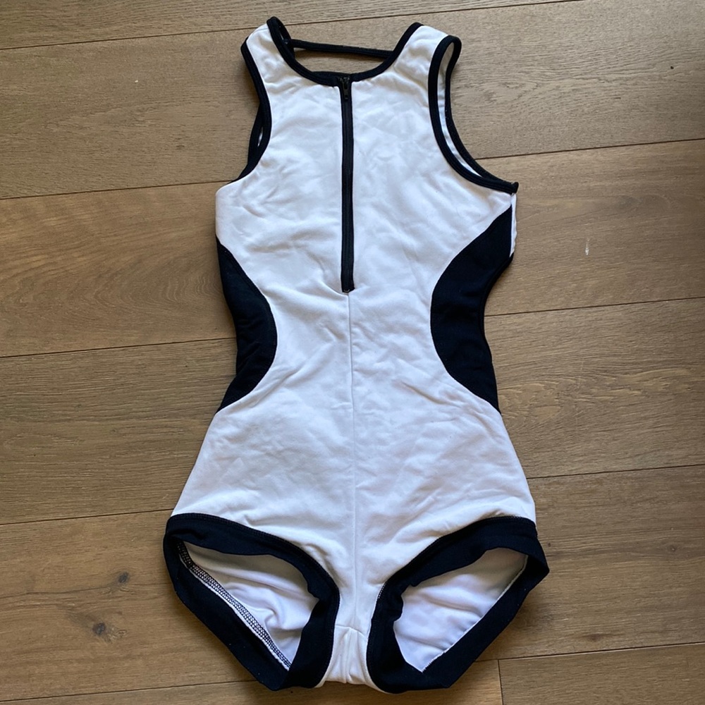 White and Black Leotard